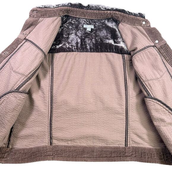 J.Jill Corduroy Jacket Petite Women Small  Brown Velvet Collar Cozy Button Coat - Picture 8 of 13